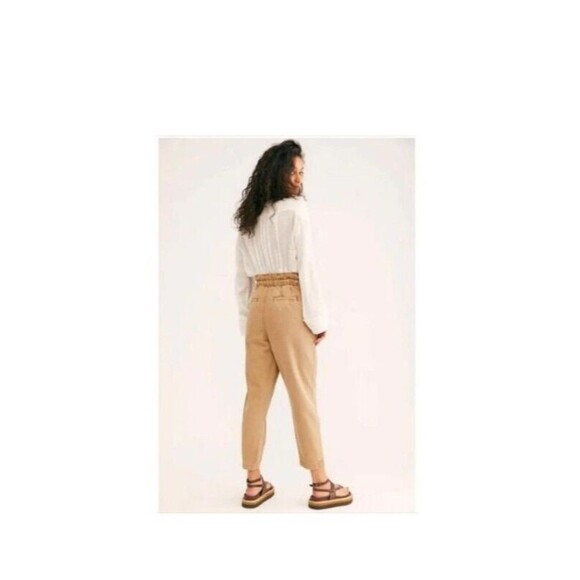 Free People Pants Women Large Margate Pleated High Rise Paperbag Relaxed Trouser - Picture 9 of 9